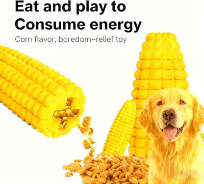 Interactive Treat Dispensing Dog Chew Toy for Puppy - Safe Bamboo Fiber & Non-Toxic Natural Rubber Slow Feeder Corn Stick Toys