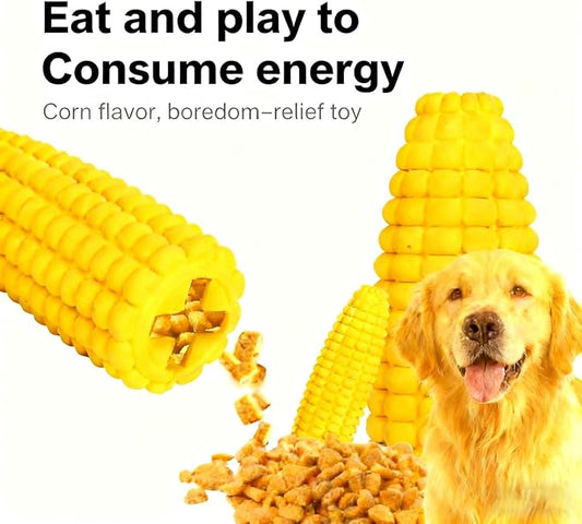 Interactive Treat Dispensing Dog Chew Toy for Puppy - Safe Bamboo Fiber & Non-Toxic Natural Rubber Slow Feeder Corn Stick Toys