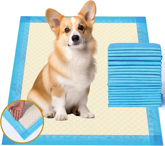 Gardner Pet Ultra Absorbent Thicker Dog Pee Pads Rugular 22"x22" Leak-Proof Odor-Control Small Blue Puppy Training Pads Full Edge-Wrapping Pad for Dogs, Puppies, Doggie, Cats, Rabbits - 50 Ct