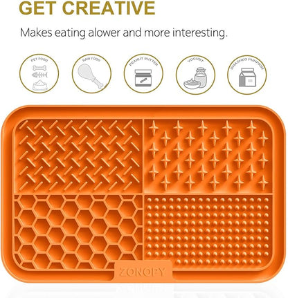 Licking Mat for Dogs & Cats with Suction Cups, 1 Pack Dog Slow Feeder Lick Pat for Anxiety Relief, Dog Toys Feeding Mat for Butter Yogurt Peanut, Pets Bathing Grooming Training Mat