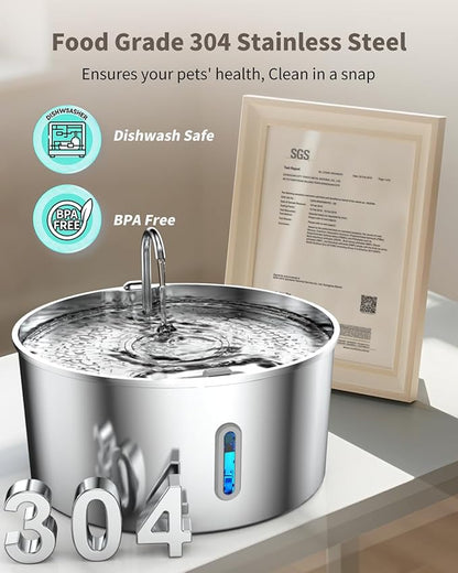 Dog Water Fountain for Large Dogs, 7L/236oz Stainless Steel Dog Fountain Water Bowl, Automatic Dog Water Bowl Dispenser