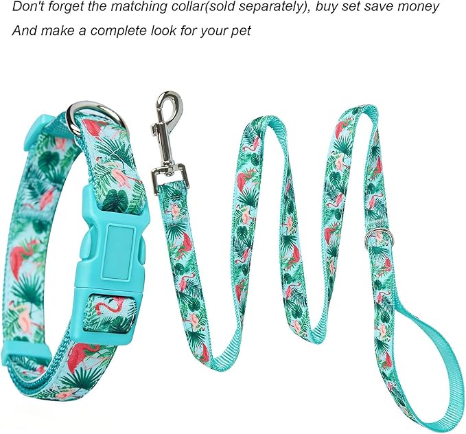 Flamingo Print Dog Leash - 5 Feet Durable Nylon Leash for Samll& Medium Dodgs, Lightweight Walking Leash (S，Flamingo)