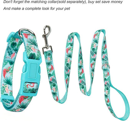Flamingo Print Dog Leash - 5 Feet Durable Nylon Leash for Samll& Medium Dodgs, Lightweight Walking Leash (S，Flamingo)