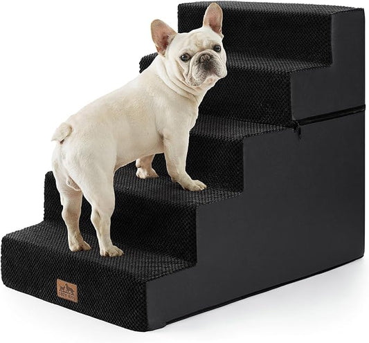 Dog Stairs for Small Dogs, 17.7" Extra Wide Detachable Pet Stairs for Couch and Bed, 23.6" H Non-Slip Dog Steps for Puppies and Old Cats, 17.7x29.5x23.6 inch, Black