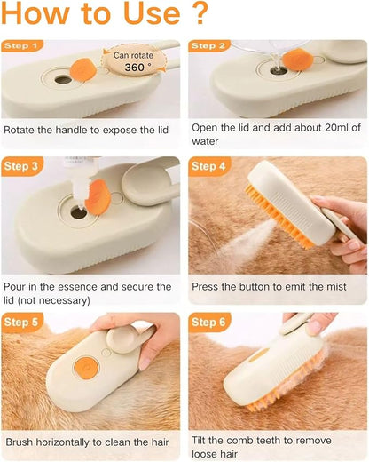 Cat Water Brush for Shedding,Water Comb for Dogs, Water Heat Grooming,3 in 1 Pet Comb for Dog Massaging,Hair Self Cleaning and Removal, for Shedding and Indoor Cats,cat Grooming Supplies