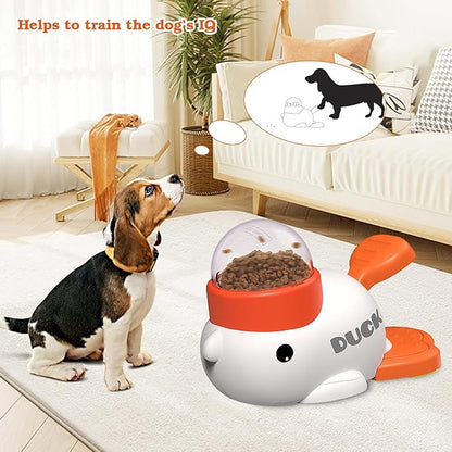 Interactive Dog Treat Dispenser Toy & Slow Feeder Dog Bowls - Duck-Shaped Puzzle Toy for Mental Stimulation, Adjustable Food Outlet for Small to Medium Cats and Dogs