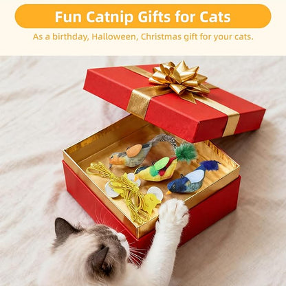 Tocirelo Interactive Cat Toys Bird - Realistic Cat Interactive Toys for Indoor Cats with Catnip and Feather, 3 Pack Hanging Chirping Bird Cat Toy, Bored Kitten Kicker Chase Exercise Door Frame Toy