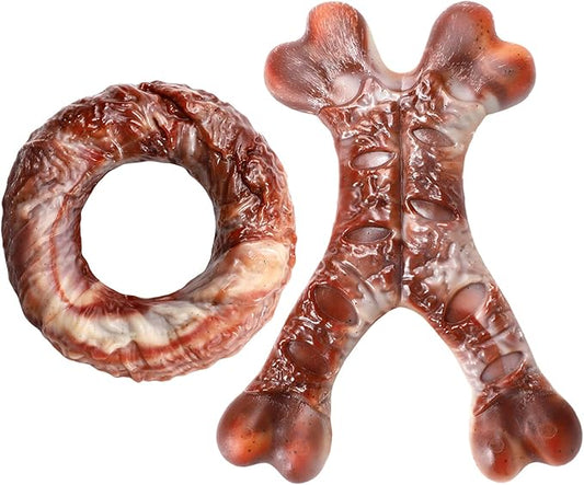 2 Pack Dog Chew Toys for Aggressive Chewers,Indestructible Dog Toy for Small/Medium/Large Dogs-Tough Nylon Teething Bone Toy for Teeth Cleaning and Training