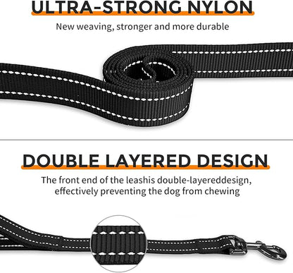 Kazazoo Hands-Free Dog Leash with Adjustable Length 5.5-8.5FT + Dual Padded Handles Reflective Safety for Walking, Jogging & Training | Suitable for Medium to Large Dogs & Puppies M Size Black