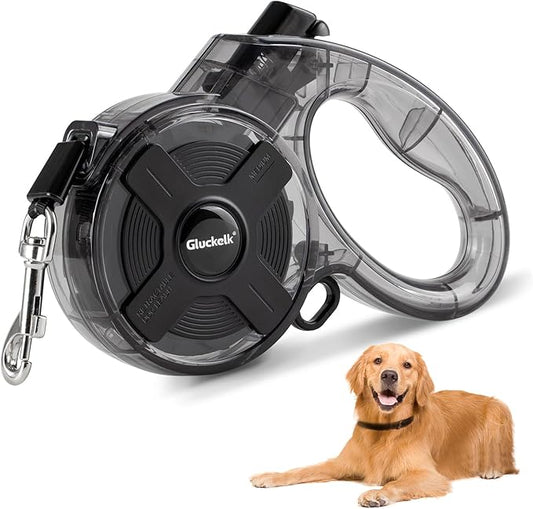 16 ft Retractable Dog Leash, One-Handed Brake, 360° Tangle-Free, Strong Nylon Tape, for Dogs up to 55 lbs