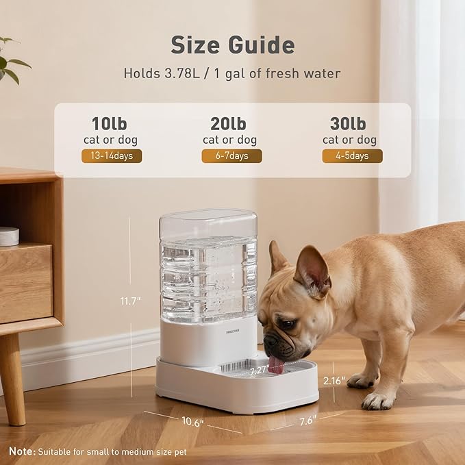 Gravity Dog Water Bowl Dispenser Automatic Pet Water Dispenser for Dogs Gravity Water Bowl for Cats 1 Gallon/3.78L with 6 pcs Filters