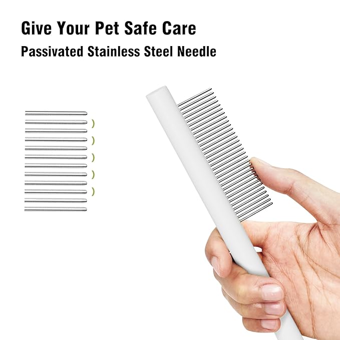 Cat comb dog comb, Pet Comb for Grooming Logh Haired Dog and Cat Comb, Removes and Prevents Matted Fur Brush, Stainless Steel Teeth Grooming Comb for Pet Cleaning Styling Hair