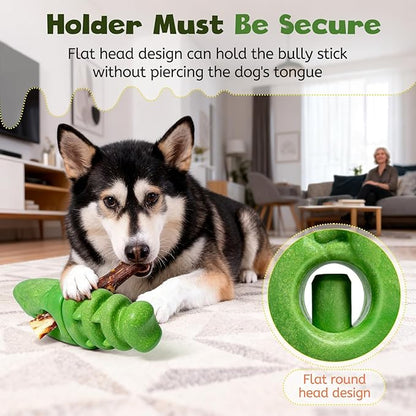 Bully Stick Holder for Aggressive Chewers,Bully Sticks Holder to Prevent Choking, Perfect for Medium Large Dogs,Fit 0.2-0.79IN Bully Sticks,Teething Toy to Prevent Bully Stick Waste