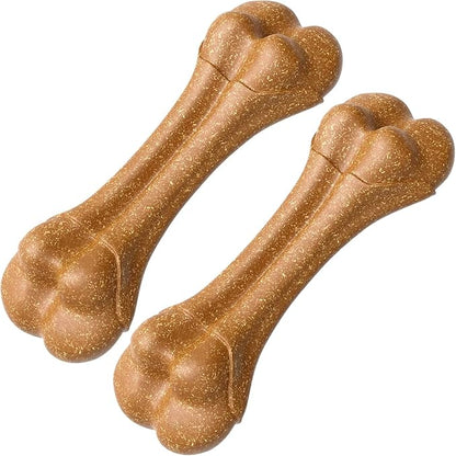 SCHITEC Dog Bone Chew Toys for Small & Medium Dogs, Beef Flavor Teething Toy, Durable Dog Toys for Aggressive Chewers, Teeth Cleaning, 2Pcs