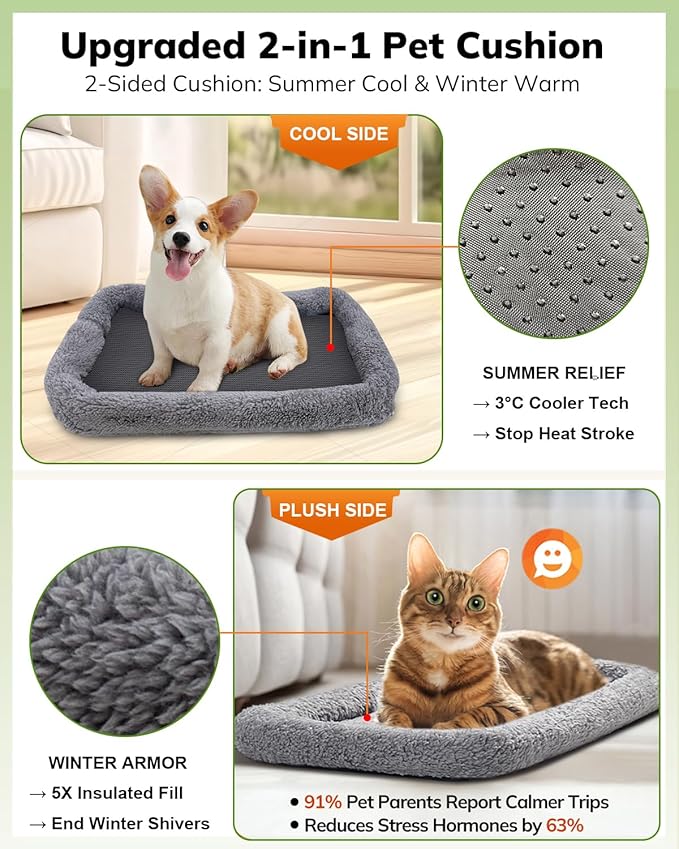 Morpilot Cat Carrier - Cat Carrier Soft for Medium or Large Cats up to 20lbs, with Dual-Sided Cushion, Secure Buckle and Foldable Bowl, Dog Carriers for Small Dogs(Purple)-17.3" L x 12.2" W x 13.4" H