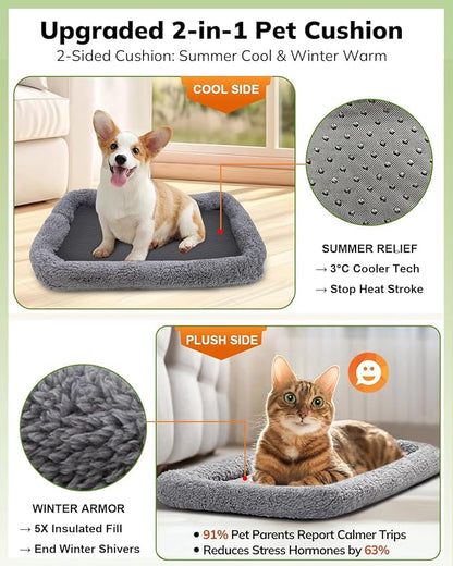 Morpilot Cat Carrier - Cat Carrier Soft for Medium or Large Cats up to 20lbs, with Dual-Sided Cushion, Secure Buckle and Foldable Bowl, Dog Carriers for Small Dogs(Purple)-17.3" L x 12.2" W x 13.4" H
