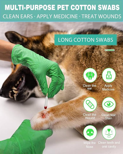 Dog Ear Swabs Bulk Pack, 800 Count – 6 Inch Bamboo Cotton Swabs Refill for Professional Grooming & Multi-Pet Homes – Large Absorbent Heads for Deep Cleaning (16 Resealable Packs)
