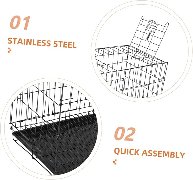 POPETPOP Portable Pet Carrier with Divider Panel Lightweight Wire Cage for Small Medium Dogs for Indoor Outdoor Travel Breathable Design