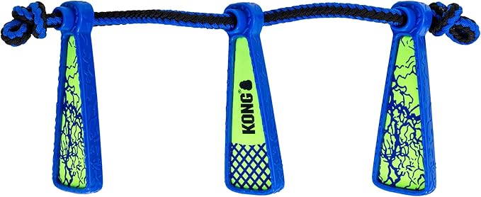 KONG Whirlz Dog Fetch Toy – Durable Squeak-Free Rope & Throw Combo, Unpredictable Bounce, Floats in Water, All-Season Outdoor Play (Rope)