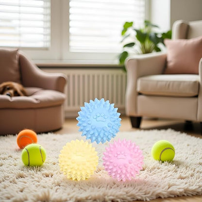 3Pcs Colorful Dogs Toy Spiky for TPR Ball No Squeak Chew Toy Long Lasting for Aggressive Heavy Chewers Dogs Puppy Teething Training Spiky Rubber Ball Toy Small,Dog Chew Toys for Aggressive Chewers