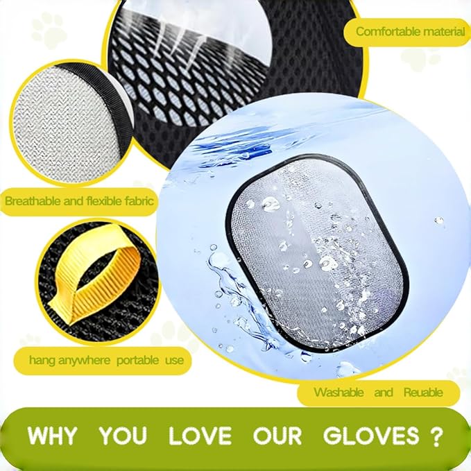 Pet Hair Removal Glove for Dogs and Cats - Electrostatic Pet Hair Gloves &Pet Hair Remover Tool for Furniture, Car Seats, Clothing, Couch, Carpet