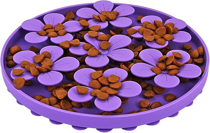 Slow Feeder,Cat Help Slow Down Eating Speed Cut Flower Silicone Rubber Cute Slow Feeder for Puppy/Cat/Dog
