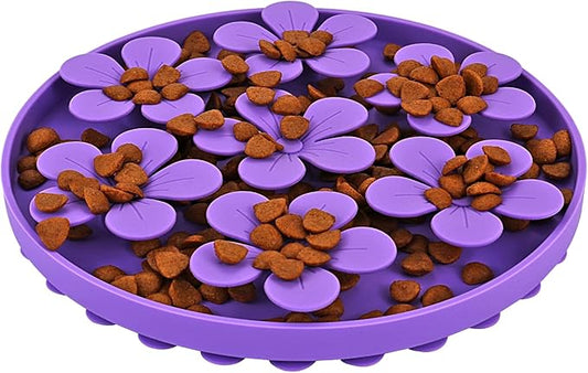 Slow Feeder,Cat Help Slow Down Eating Speed Cut Flower Silicone Rubber Cute Slow Feeder for Puppy/Cat/Dog
