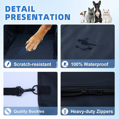 Back Seat Extender for Dogs | Waterproof, Anti-Scratch, PU Leather Cover | Hard Bottom Holds 400 lbs | Dog Hammock for Car | Pet Backseat Protector | Large Space | Dog Travel Bed for Car & SUV