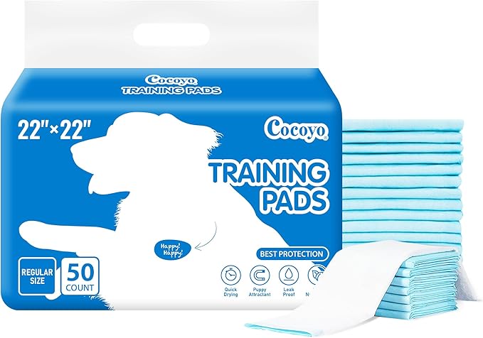COCOYO Best Value 22"x22" Dog Training Pads 50 Count | Dog Pee Pads | Super Absorbent Puppy Pads,White