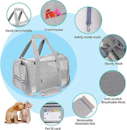 Cat Carrier Pet Carriers Airline Approved for Small Dogs Kitten Carriers for Small Medium Cats Under 15lb, Collapsible Soft Sided TSA Approved Travel Carrier, Pink