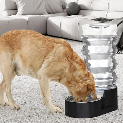 RIZZARI 9L Dog Water Dispenser:Black Stainless Steel Automatic Gravity Feeder -Removes Odors -Softens Water-Helps Prevent Urinary Stones -Extends Lifespan -for Active Dog Owners &Home Garage Balcony