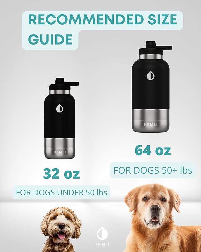 32 oz. Dog Water Bottle, Insulated Dog Travel Water Bottle, Stainless Steel Pet Water Bottle Dispenser Portable Food and Water Bowl for Dogs with Carrying Case for Walking Dog Canteen Travel Kit