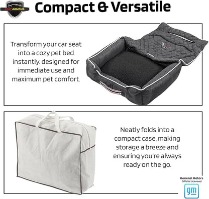Seat Armour - PetBed2GO for Corvette C7 in Black - Pet Bed Cushion & Car Seat Cover - 26x20x6, 3.5 lbs