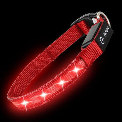 LED Dog Collar for Small Dogs & Toy Breeds – USB-C Rechargeable Light Up Dog Collar, Fully Waterproof Adjustable Glow Collar for Night Walking & Safety(Red,S)