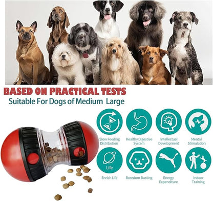 Dog Food Puzzle Toys, Adjustable Dog Treat Dispensing Dogs Toys, Interactive Chase Slow Feeder for Boredom and Stimulating, IQ Training for Medium/Large Dogs