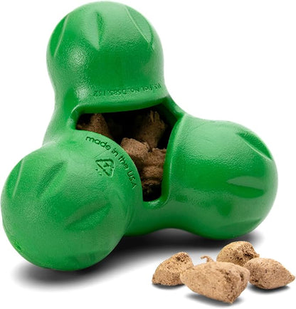 WEST PAW Tux Durable Dog Chew Toy and Treat Dispenser for Strong Chewers and Short Snouted Dog- Tough Interactive Design for Enrichment Training and Play - Made in USA Dishwasher Safe - Clover Green