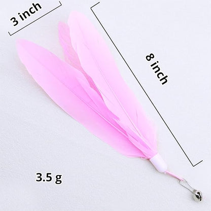 Cat Toy Refill, 8 Pack Large Feather Toy with Bell for Cat Wand Toy Accessories Cat Toy Attachment Replacements, 7.87” Realistic Size Feather Toy for Bored Indoor Adult Cat Play Exercise