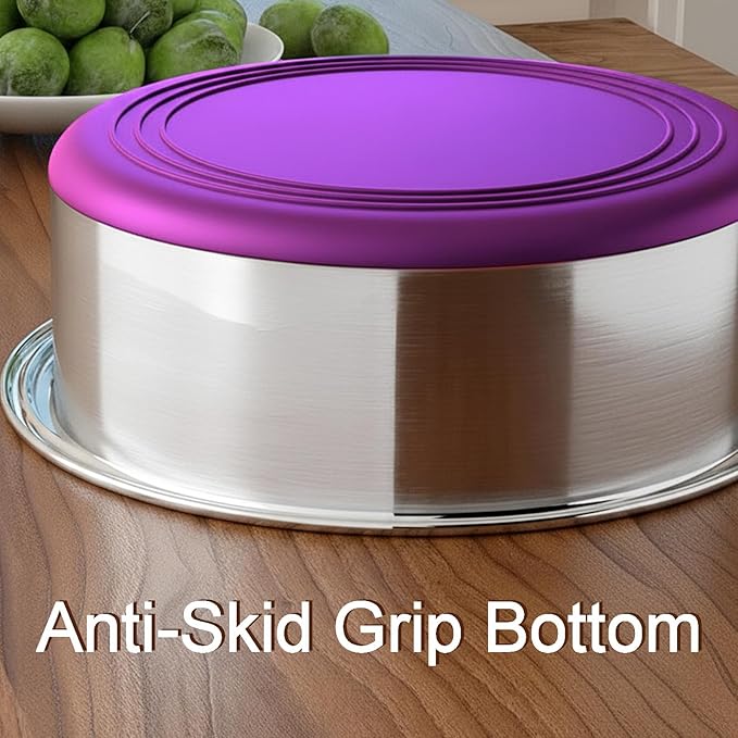 Deep Stainless Steel Non-Skid Dog and Food Bowls, Each Holds Up to 4 Cups, Set of 2 Packs(6.9 x 2.2 Inches)