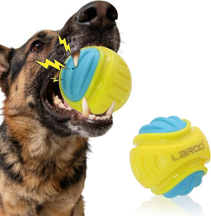 LaRoo Indestructible Squeaky Dog Ball, 3" TPR Rubber Chew Toy for Small/Medium Dogs, Floatable Teeth Cleaning Toy with Textured Grip, BPA-Free Non-Toxic for Indoor/Outdoor Fetch & Water Play (Blue)