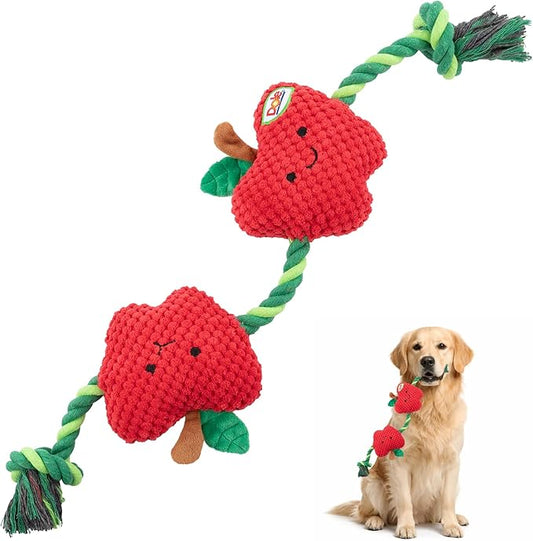 Dole for Pets® Dog Rope Toy with Squeakers, Apple Tug of War Dog Toy, Tough Cotton Rope Toys for Dogs, Aggressive Chew Toys for Large Dogs and Medium Dogs