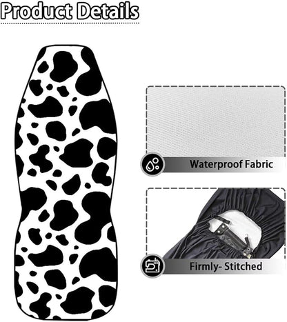 Cow Print Car Seat Covers Waterproof Car Seat Covers Full Set of 2 Easy Installation Breathable Front Seat Cover Cars Accessories Suitable for Cars, SUV and Trucks