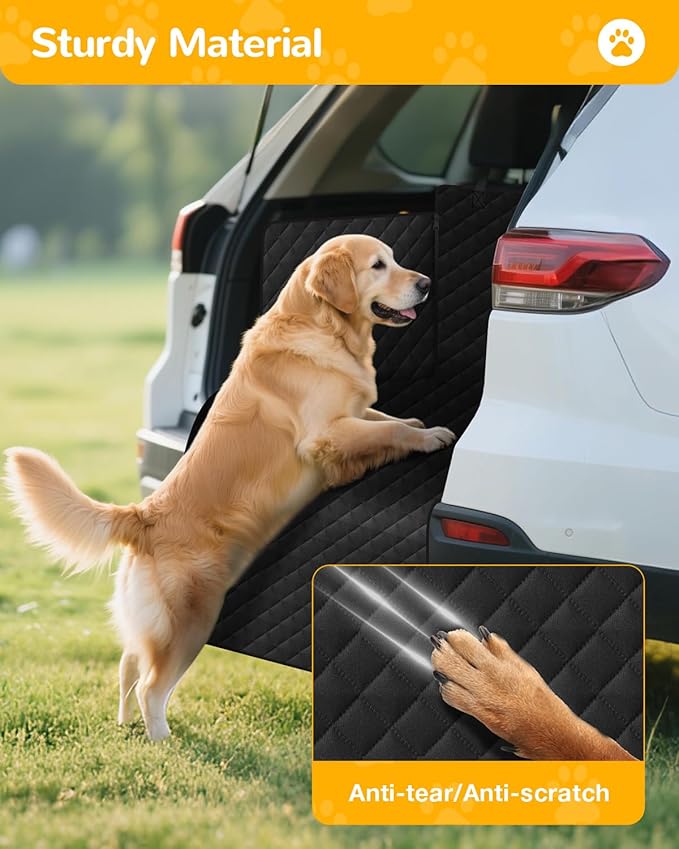 Lekereise SUV Cargo Liner for Dogs, 600D Heavy Duty Waterproof Dog Trunk Mat - Non-Slip Cargo Mat for SUV/Truck 53.15"x78.74", Fit Large Dogs & Multi-Pet Families, Foldable and Machine Washable-Black