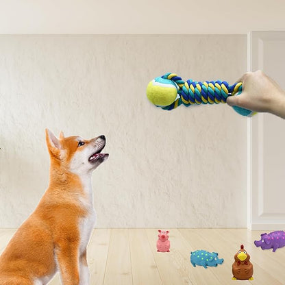 Dog Rope Toy, Dogs Toy with Tennis Balls for Aggressive Chewers - Interactive Pet Tug Rope Ball for Training & Promoting Relationship, Pets Chew Toy for Small, Medium, Large Dogs (Pink)