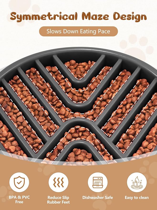 KASBAH Slow Feeder Dog Bowls Large Breed, 5 Cups Capacity for Wet & Dry Food, Puzzle Maze Bowl for Fast Eaters, Non-Slip Base, BPA Free, Helps Prevent Bloat and Aid Digestion