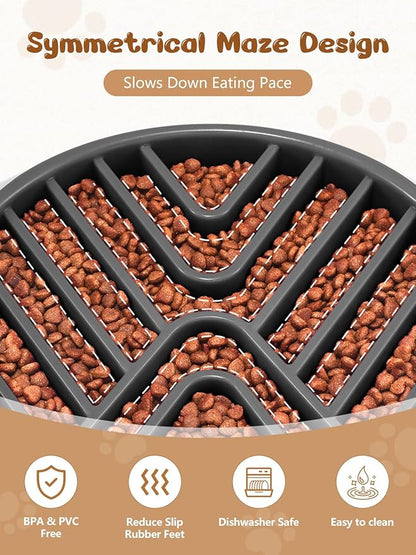 KASBAH Slow Feeder Dog Bowls Large Breed, 5 Cups Capacity for Wet & Dry Food, Puzzle Maze Bowl for Fast Eaters, Non-Slip Base, BPA Free, Helps Prevent Bloat and Aid Digestion