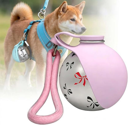 Foldable Pet Water Bottle for Travel, 2-in-1 Portable Dog Drinking Bottle with Stainless Steel Cup & Silicone Bowl, Leak-Proof Dispenser for Walking, Hiking, Outdoor Use, Small Dogs Puppies (A)