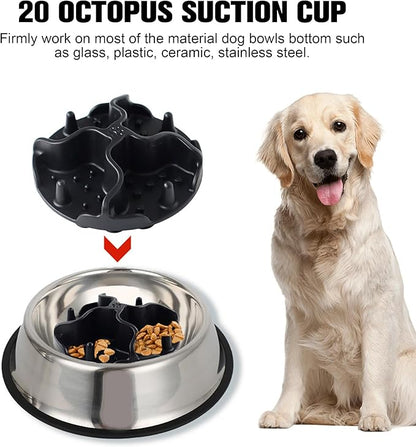 2-in-1 Metal Dog Bowl, Stainless Steel Dog Bowls Food Grade 304, Water Food Bowl with Anti-Slip Silicone Base for Small, Medium, Large Dogs (M-16.6oz)