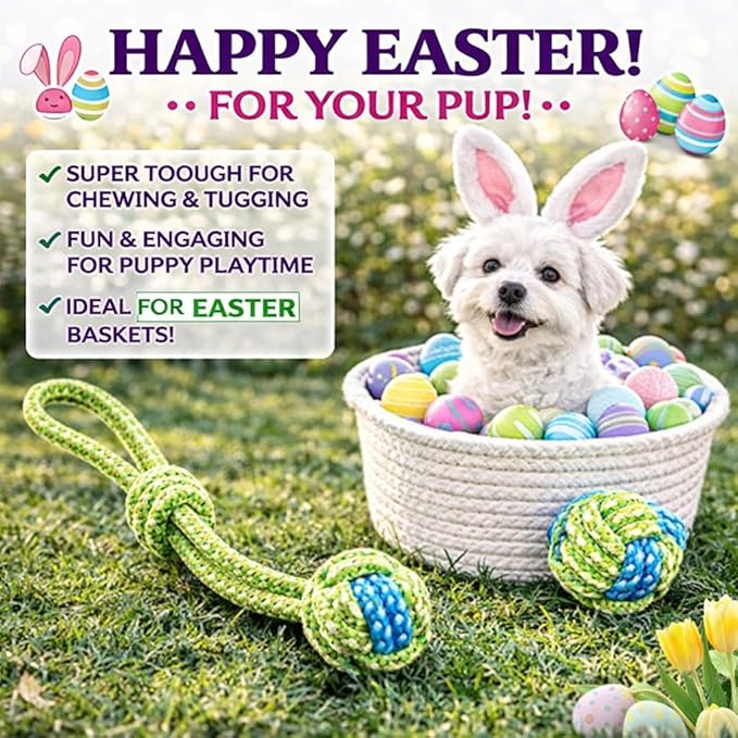 6 Pack Rope Toys for Dogs, Dental Cleaning, Teething Relief for Puppies, Boredom Reduction,Cotton Dog Teething Toys for Instinctual Play (Basket not Included)