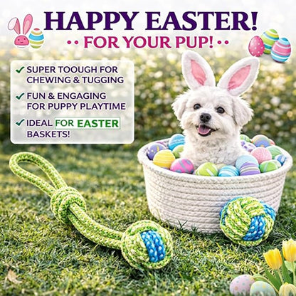6 Pack Rope Toys for Dogs, Dental Cleaning, Teething Relief for Puppies, Boredom Reduction,Cotton Dog Teething Toys for Instinctual Play (Basket not Included)