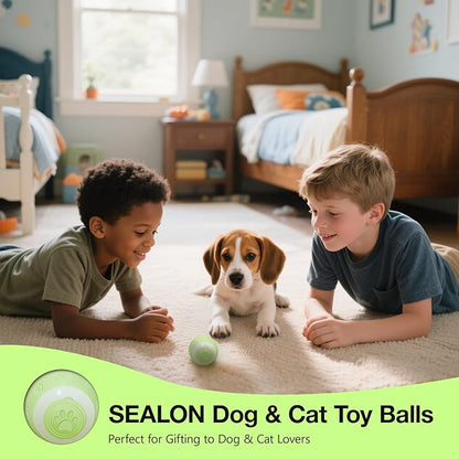 SEALON Electric Interactive Cat Toy Ball,Indoor Cat Play Ball, Suitable for Cats Over 6 Months for Exercise, Weight Loss, and Fun（Green）